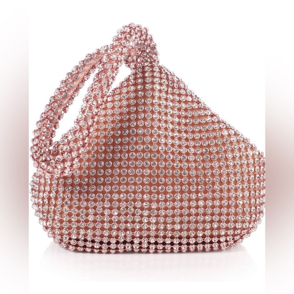Rose Gold Triangle Bling Rhinestone Purse Clutch Evening Luxury Bags Party